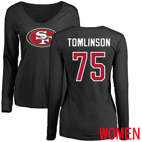 San Francisco 49ers Black Women Laken Tomlinson Name and Number Logo 75 Long